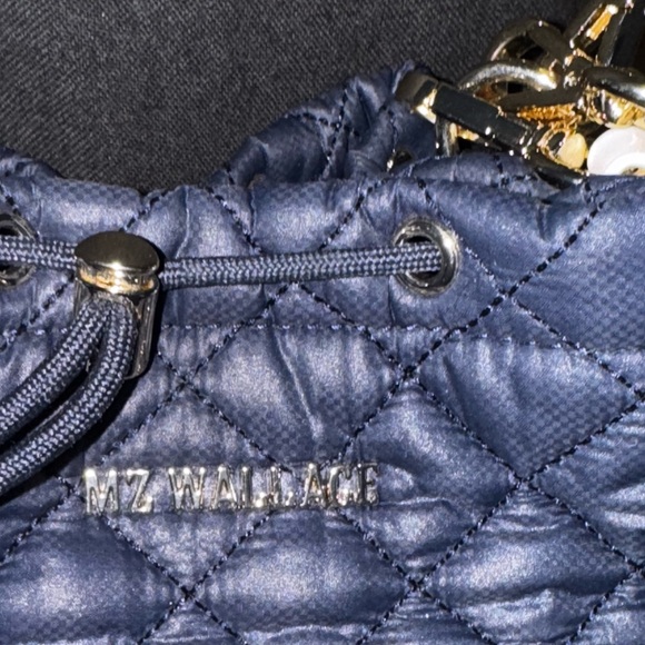 MZ Wallace NAVY QUILTED CROSSBY DRAWNSTRING BUCKET  BAG